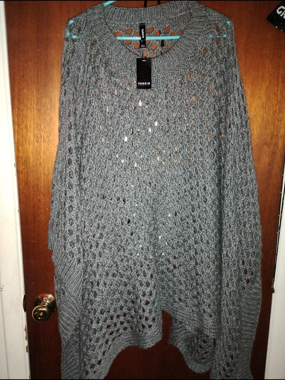 torrid Gray Open-Knit Poncho
